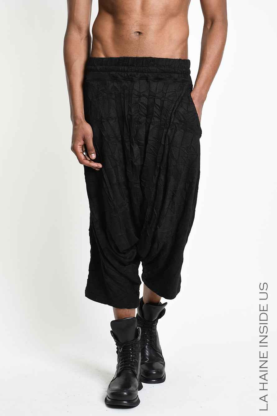 3M M1341 TROUSERS Oversize Low-Crotch Wrinkled Jersey UNISEX M Black