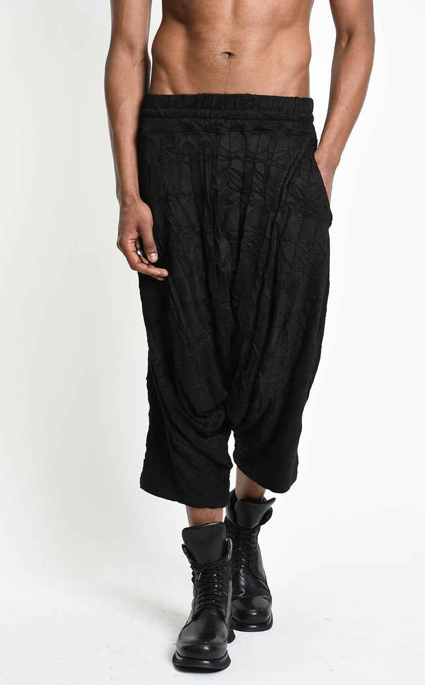 3M M1341 TROUSERS Oversize Low-Crotch Wrinkled Jersey UNISEX M Black