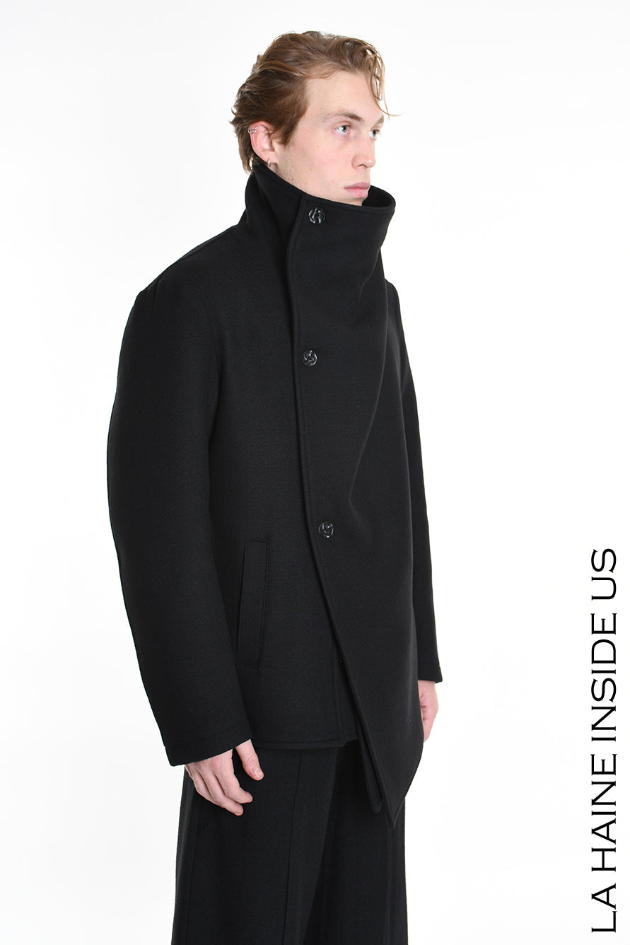 3P M1178 COAT Regular Woven Cloth Fabric Black LA HAINE INSIDE US