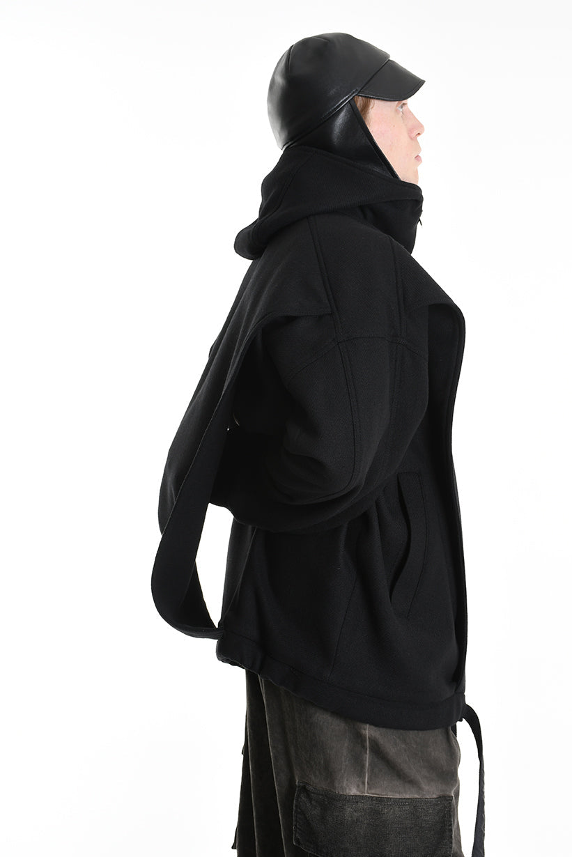 3P M1179 CAPPOTTO Over Woven Cloth Black LA HAINE INSIDE US