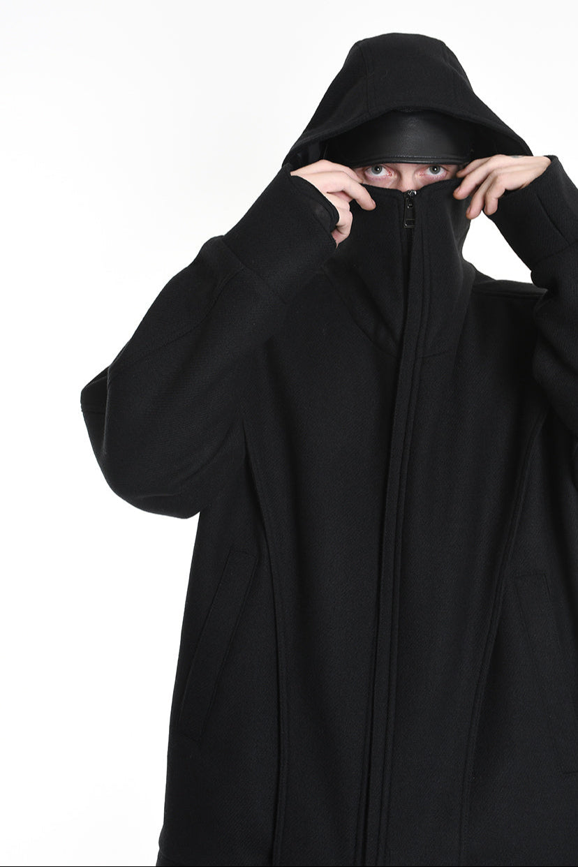 3P M1179 CAPPOTTO Over Woven Cloth Black LA HAINE INSIDE US