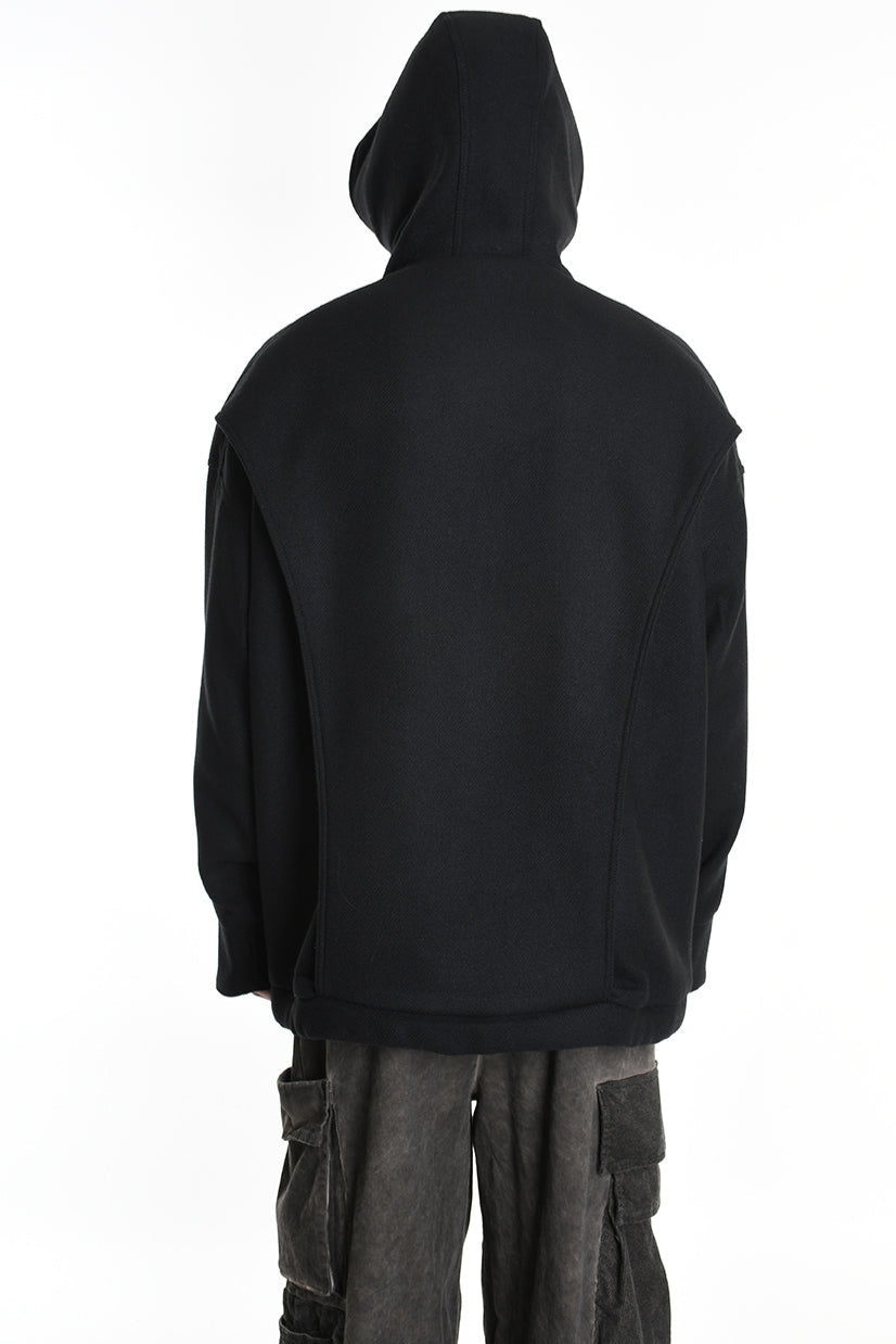 3P M1179 CAPPOTTO Over Woven Cloth Black LA HAINE INSIDE US