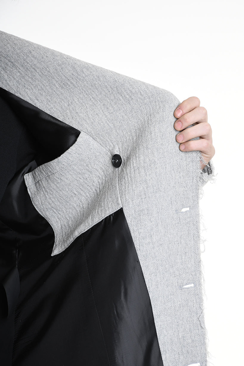 3P M1180 COAT Regular Embossed Wool 560gr. Grey LA HAINE INSIDE US