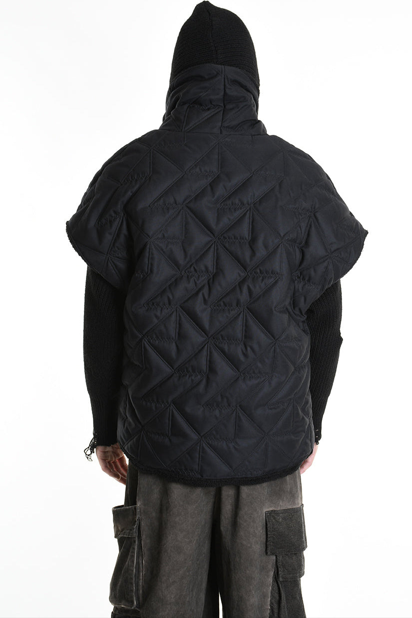 3P M1183 down jacket SLEEVELESS Nylon Opaco 150gr. & Ecopelliccia Black LA HAINE INSIDE US