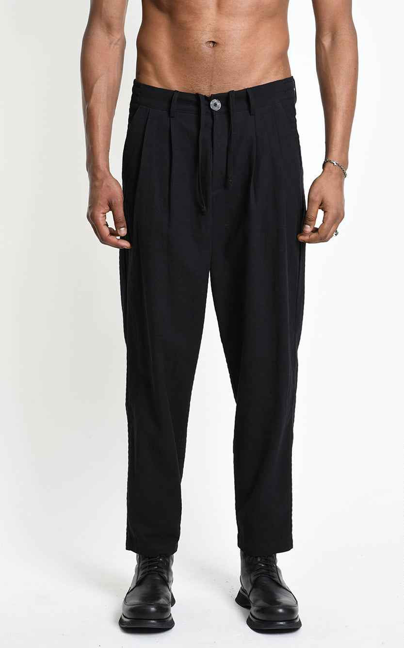 3P M1362 TROUSERS Regular fit Textured Cotton Black