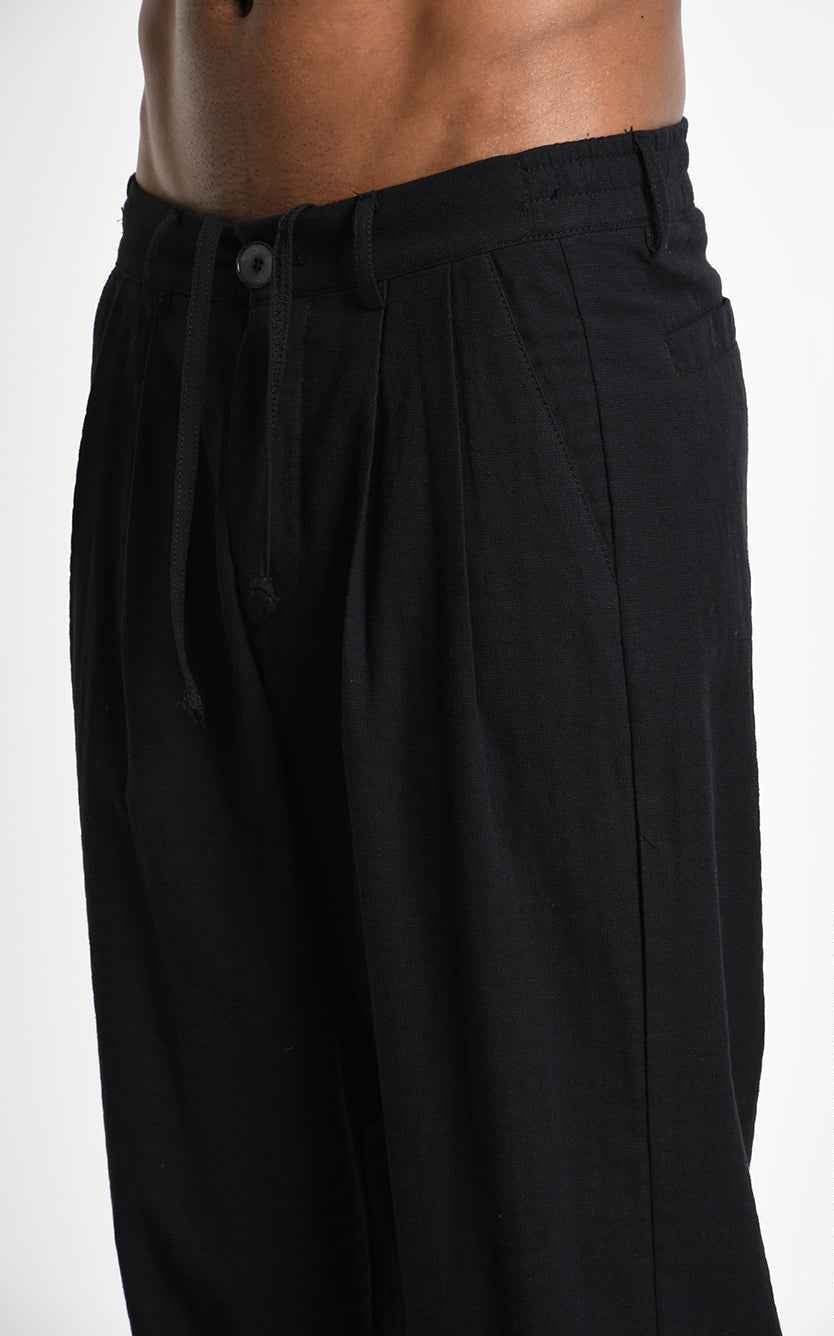 3P M1362 TROUSERS Regular fit Textured Cotton Black