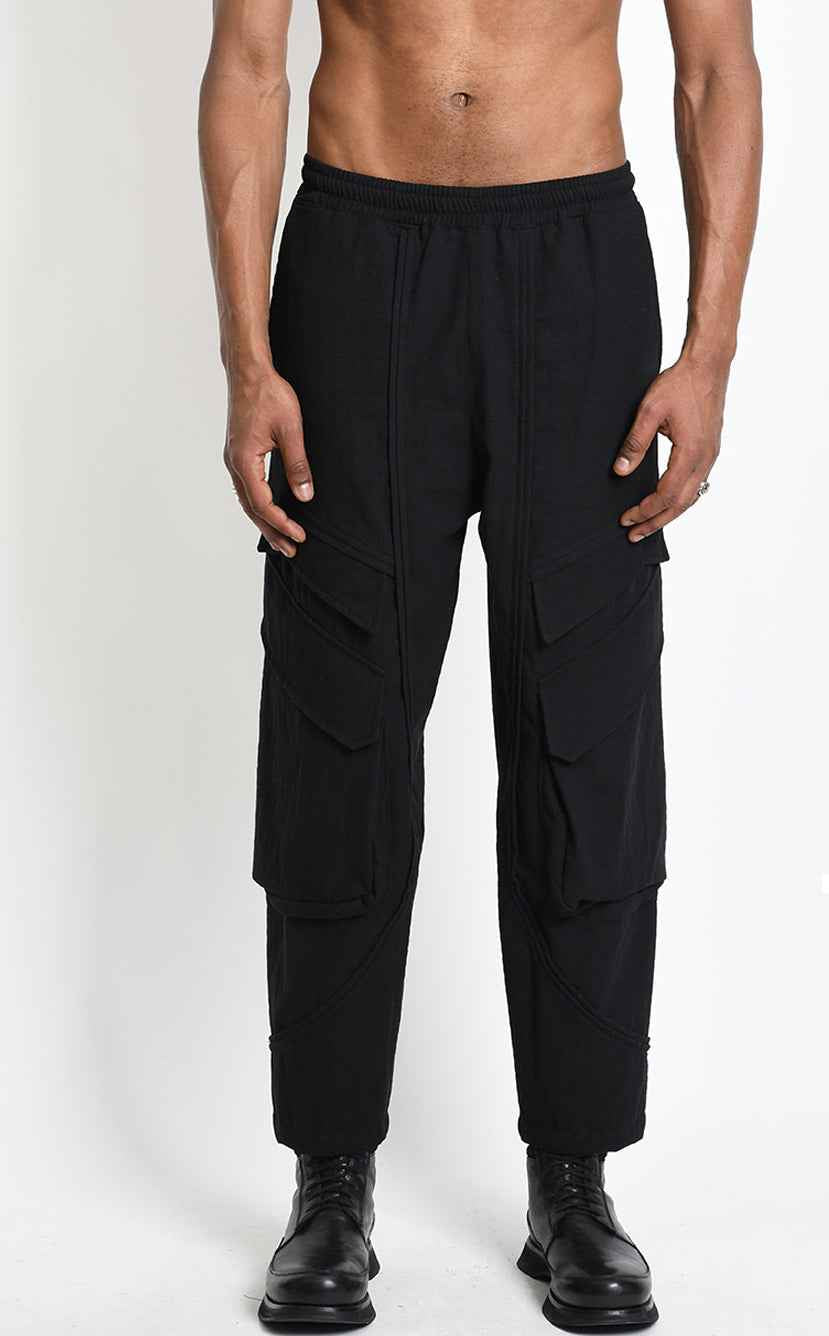 3P M1363 CARGO Comfort Textured Cotton Black