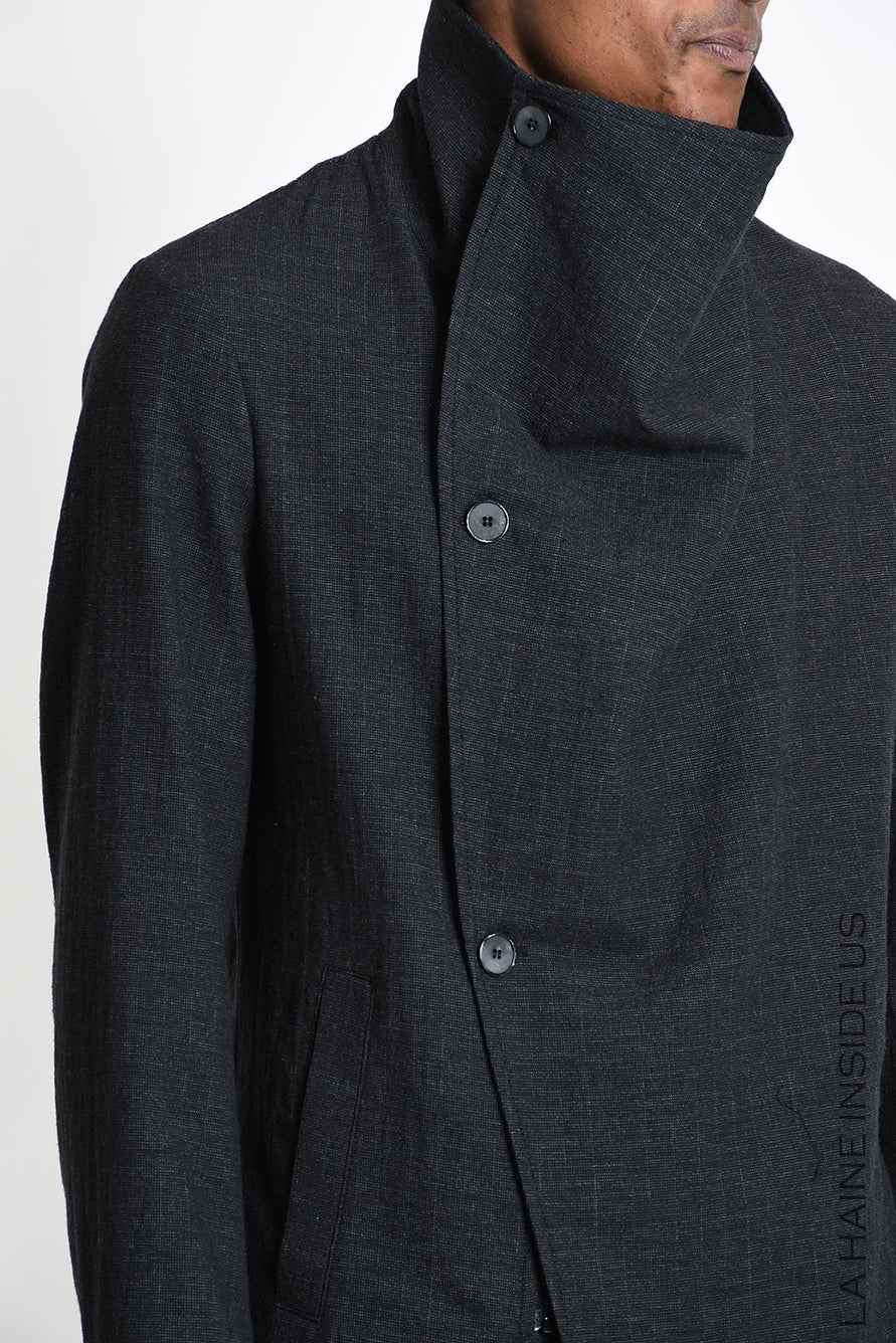 3P M1364 JACKET Regular Asymmetric Textured Cotton Grey