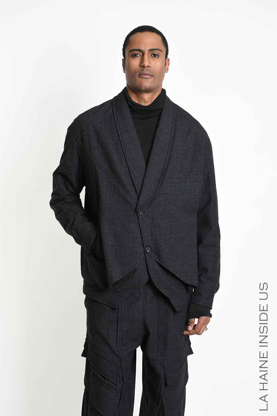 3P M1365 SPORT JACKET Comfort Textured Cotton Padded Grey