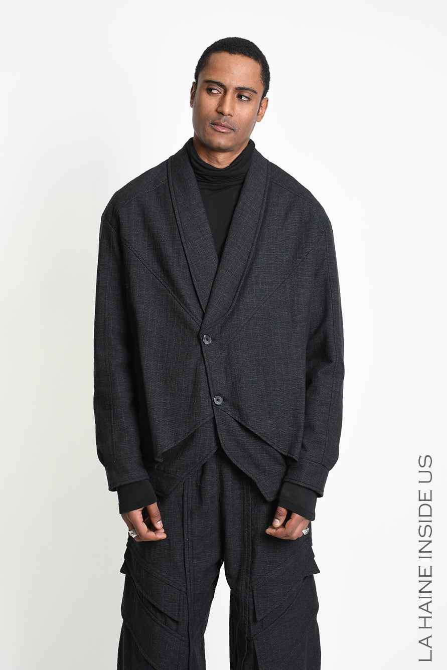 3P M1365 SPORT JACKET Comfort Textured Cotton Padded Grey
