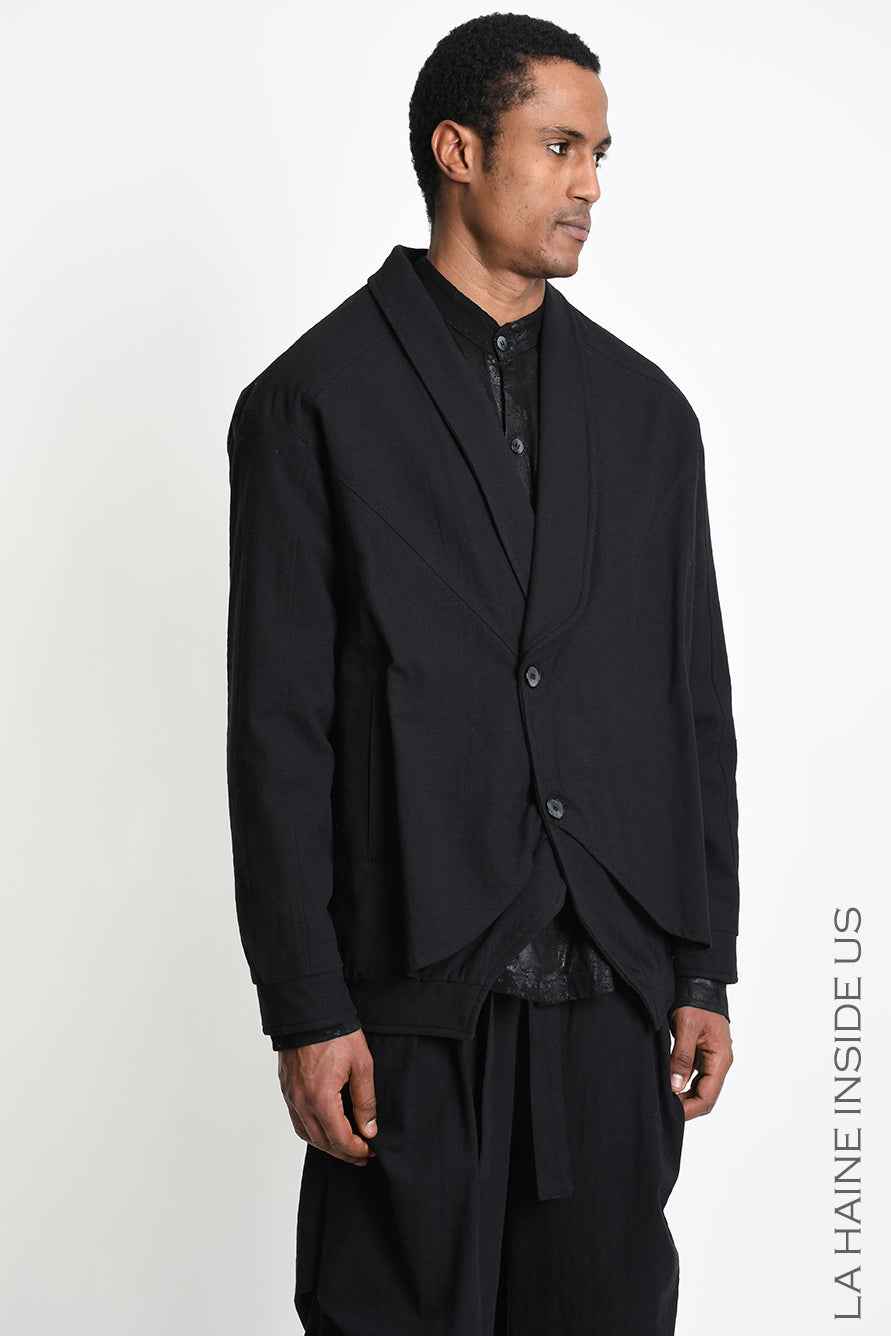 3P M1365 SPORT JACKET Comfort Textured Cotton Padded Black