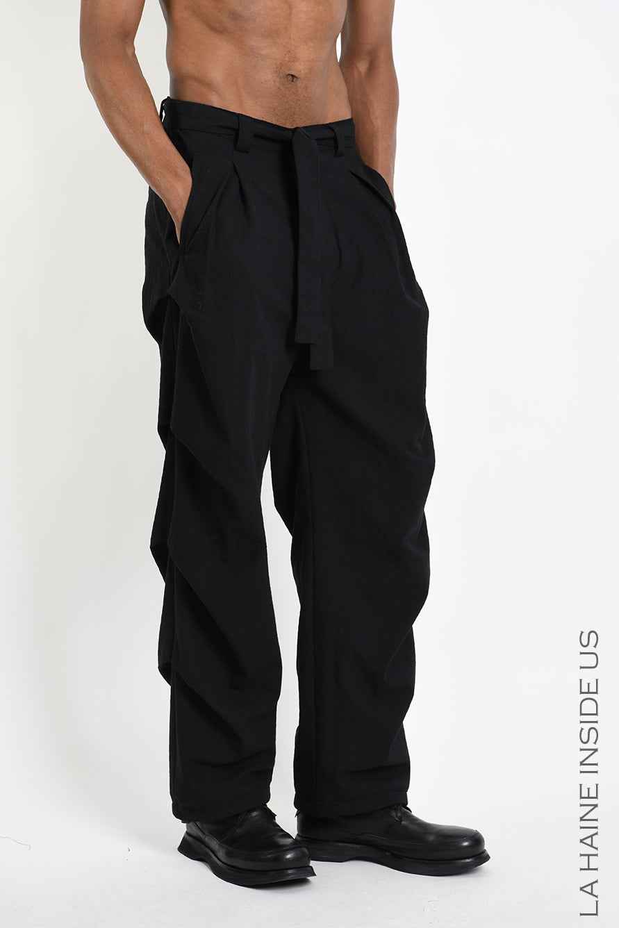 3P M1366 TROUSERS Comfort in Textured Cotton Black