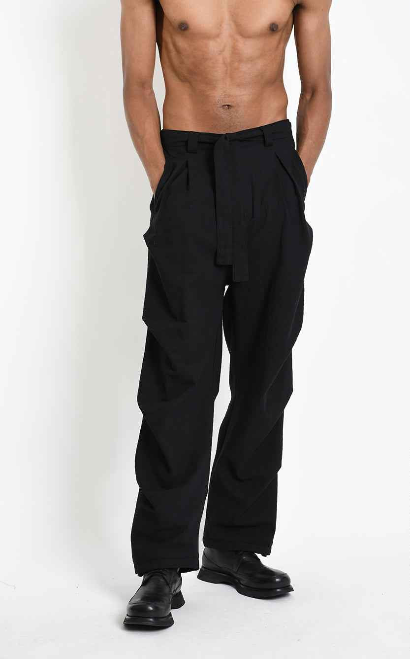 3P M1366 TROUSERS Comfort in Textured Cotton Black
