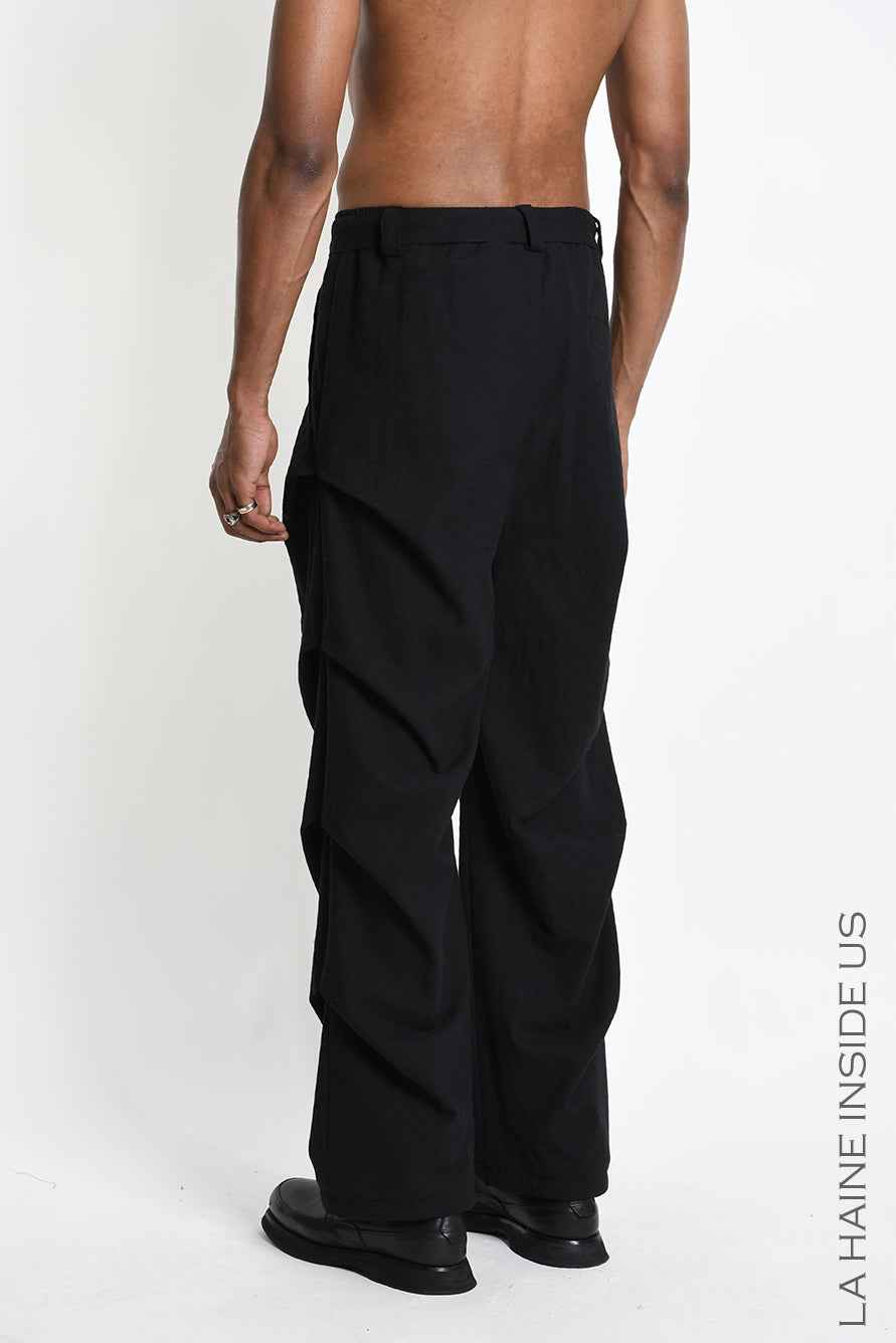 3P M1366 TROUSERS Comfort in Textured Cotton Black