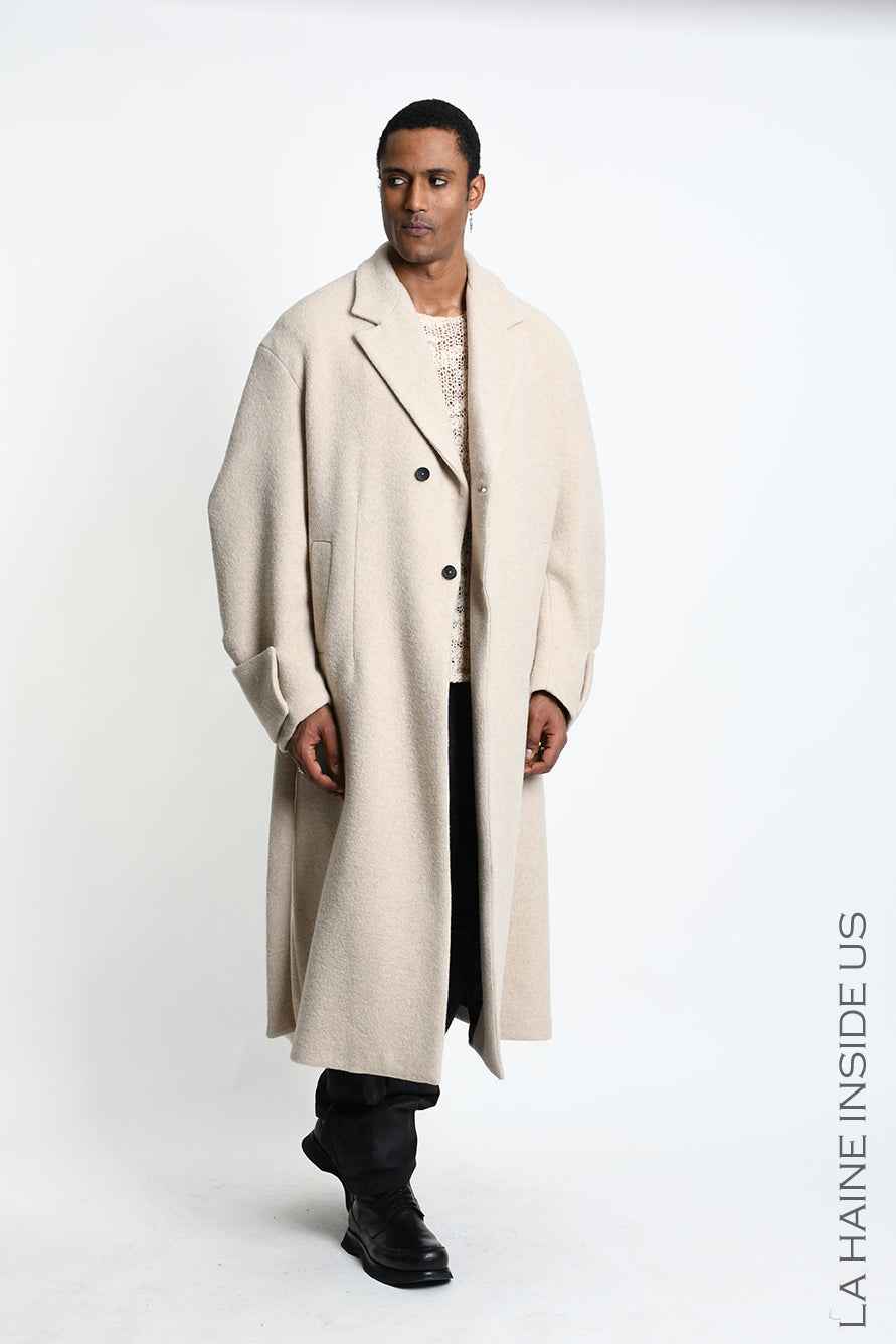 3P M1367 OVERCOAT Wool Blend Cloth Sand