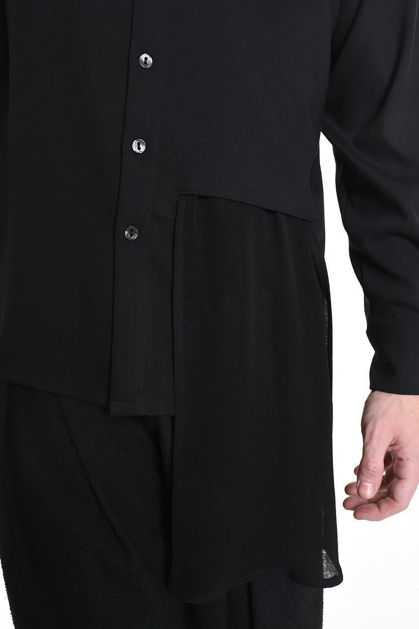 3R M1142 SHIRT Regular Fluid & Gauze Viscose Black LA HAINE INSIDE US