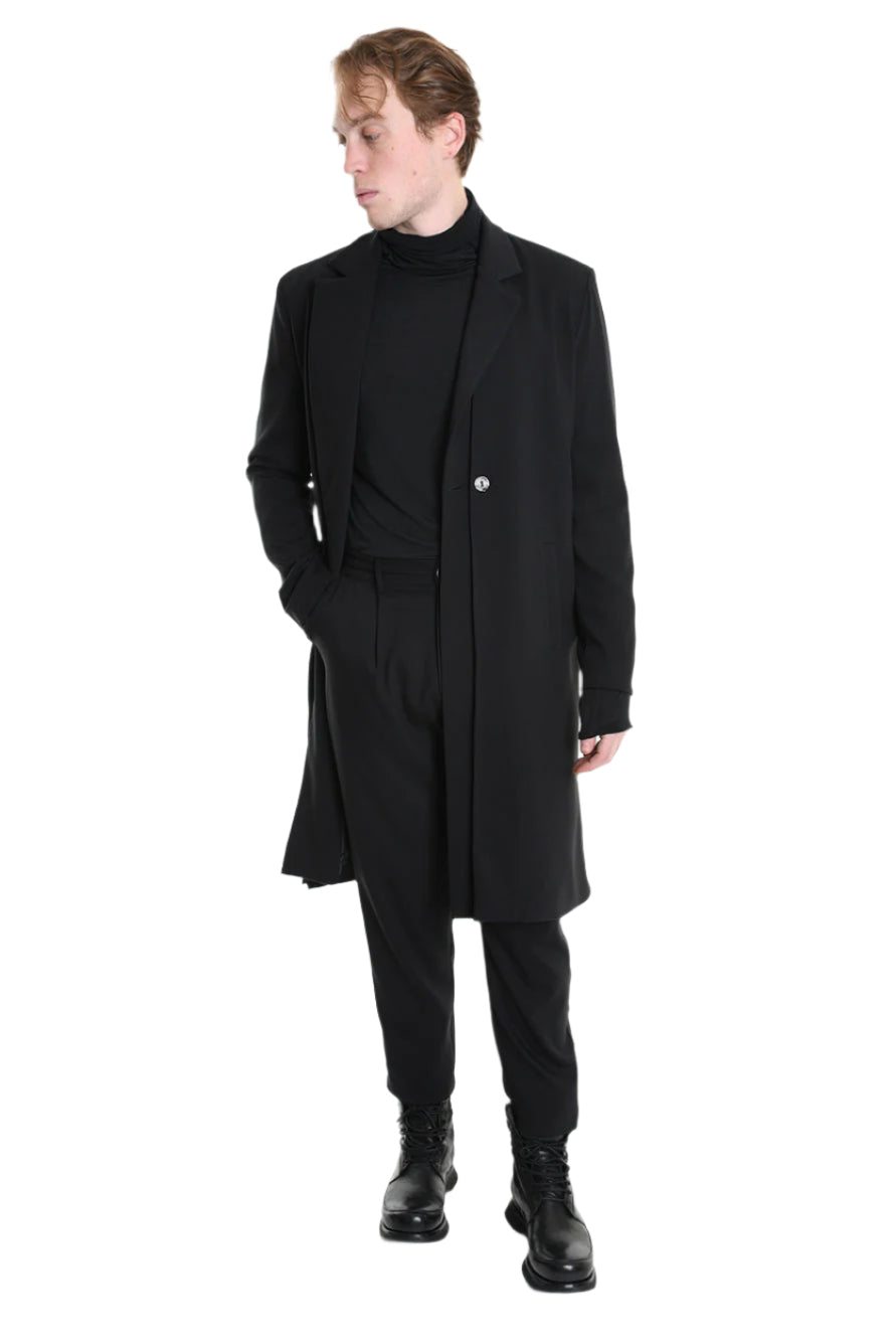 3R M1139 BLAZER Regular Long Fit in Fluid Fabric, Black. TEPHRA