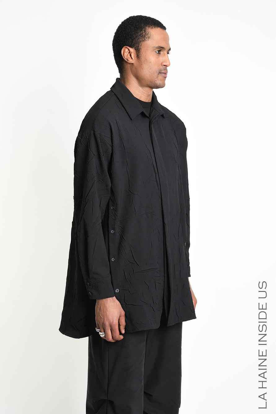 3R M1306 SHIRT Comfort Fluid Crumpled Black