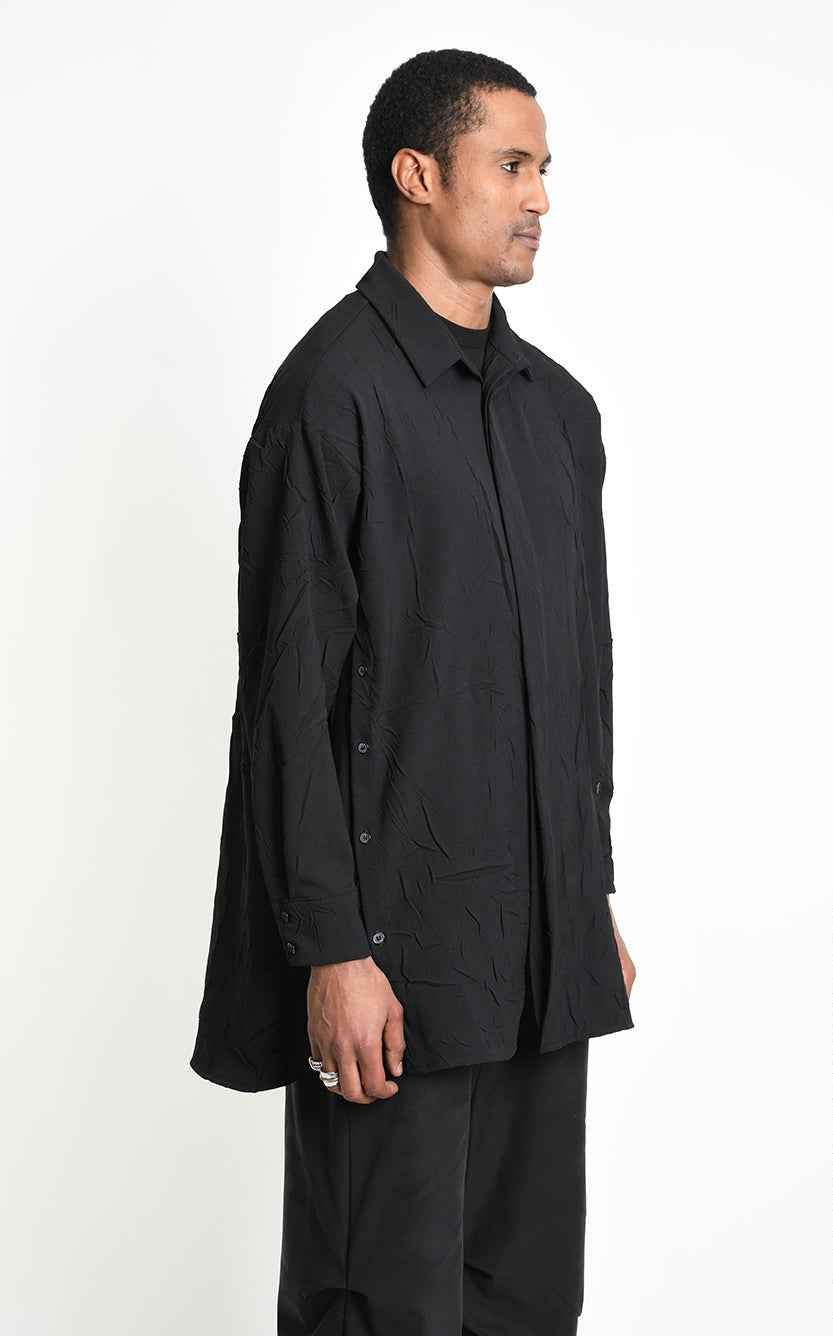 3R M1306 SHIRT Comfort Fluid Crumpled Black