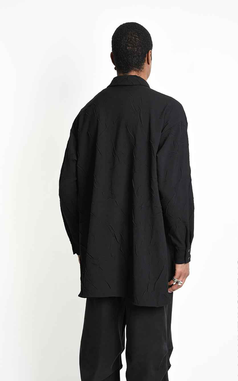3R M1306 SHIRT Comfort Fluid Crumpled Black