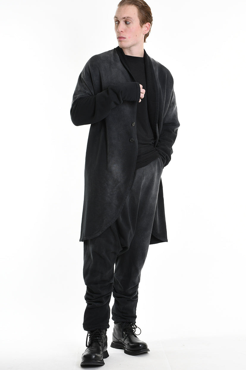 3V M1188 CARDIGAN in Corrosion-Treated Sweatshirt Fabric Black LA HAINE INSIDE US