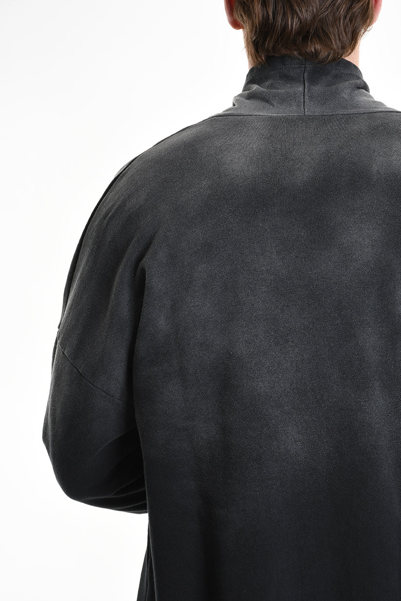 3V M1188 CARDIGAN in Corrosion-Treated Sweatshirt Fabric Black LA HAINE INSIDE US