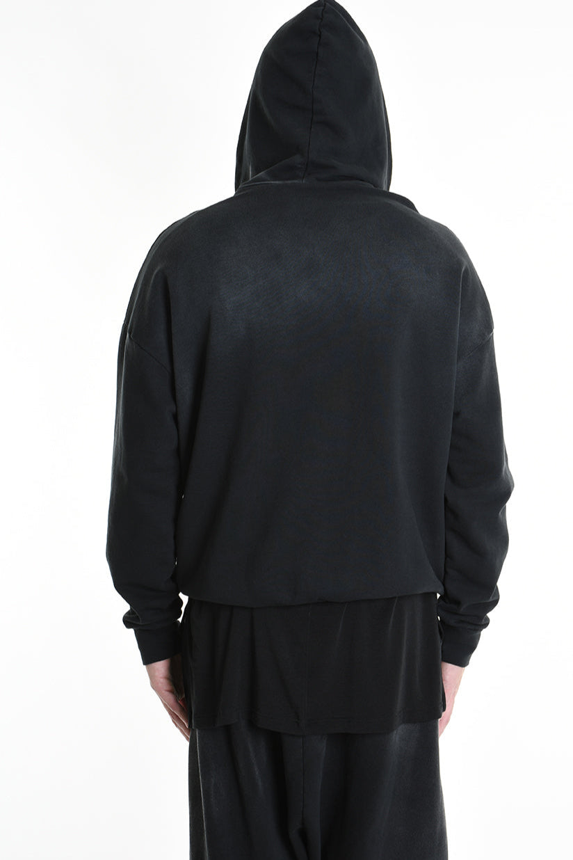 3V M1200 SWEATSHIRT Oversized Stretch with Corrosive Treatment Black TEPHRA