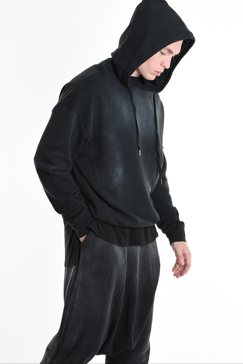 3V M1200 SWEATSHIRT Oversized Stretch with Corrosive Treatment Black TEPHRA