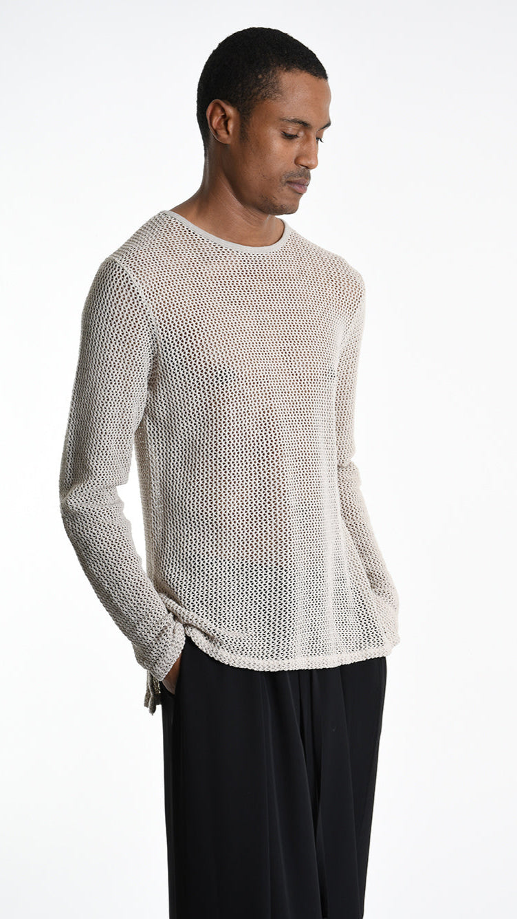A33V M106125 SWEATER Regular Cotton Net Dyed Cold Ecru
