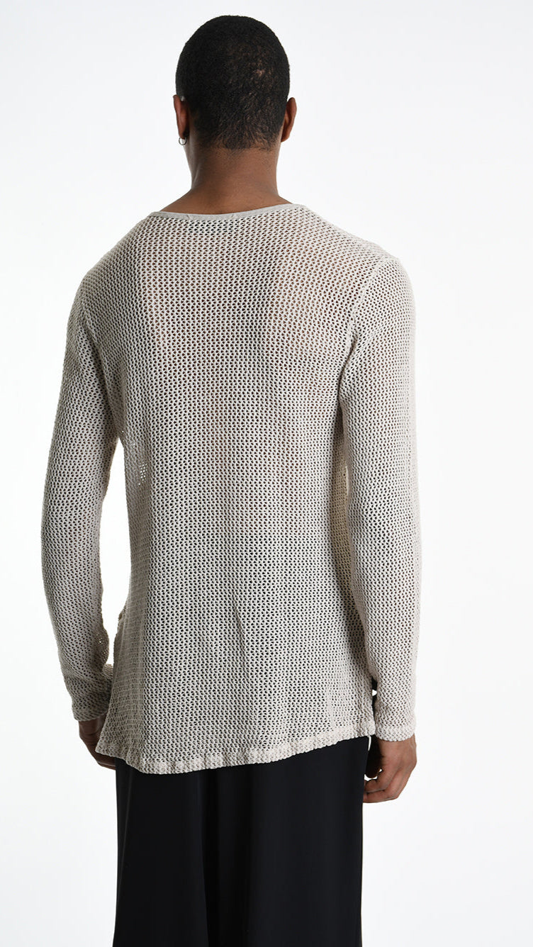 A33V M106125 SWEATER Regular Cotton Net Dyed Cold Ecru