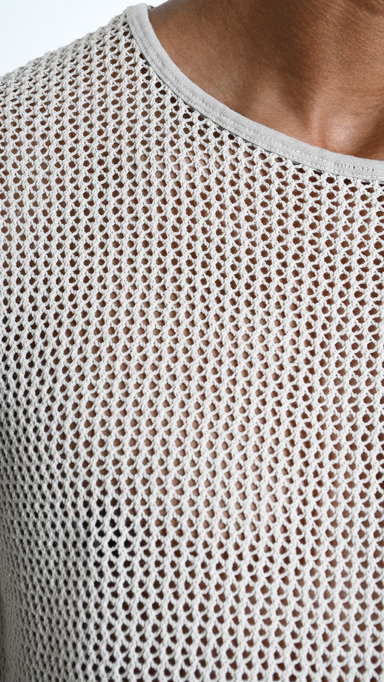 A33V M106125 SWEATER Regular Cotton Net Dyed Cold Ecru