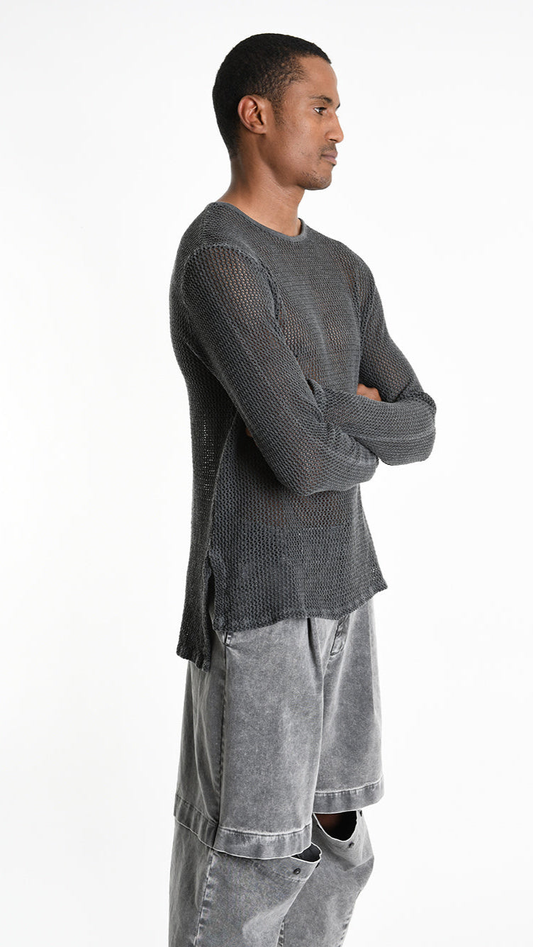 A33V M106125 SWEATER Regular Cotton Net Dyed Cold Black/Grey
