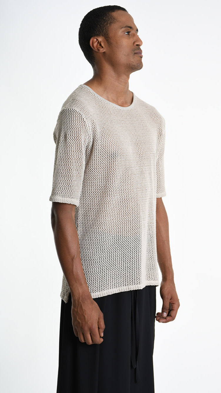 A33V M106225 T-SHIRT Regular Cotton Net Dyed Cold Ecru