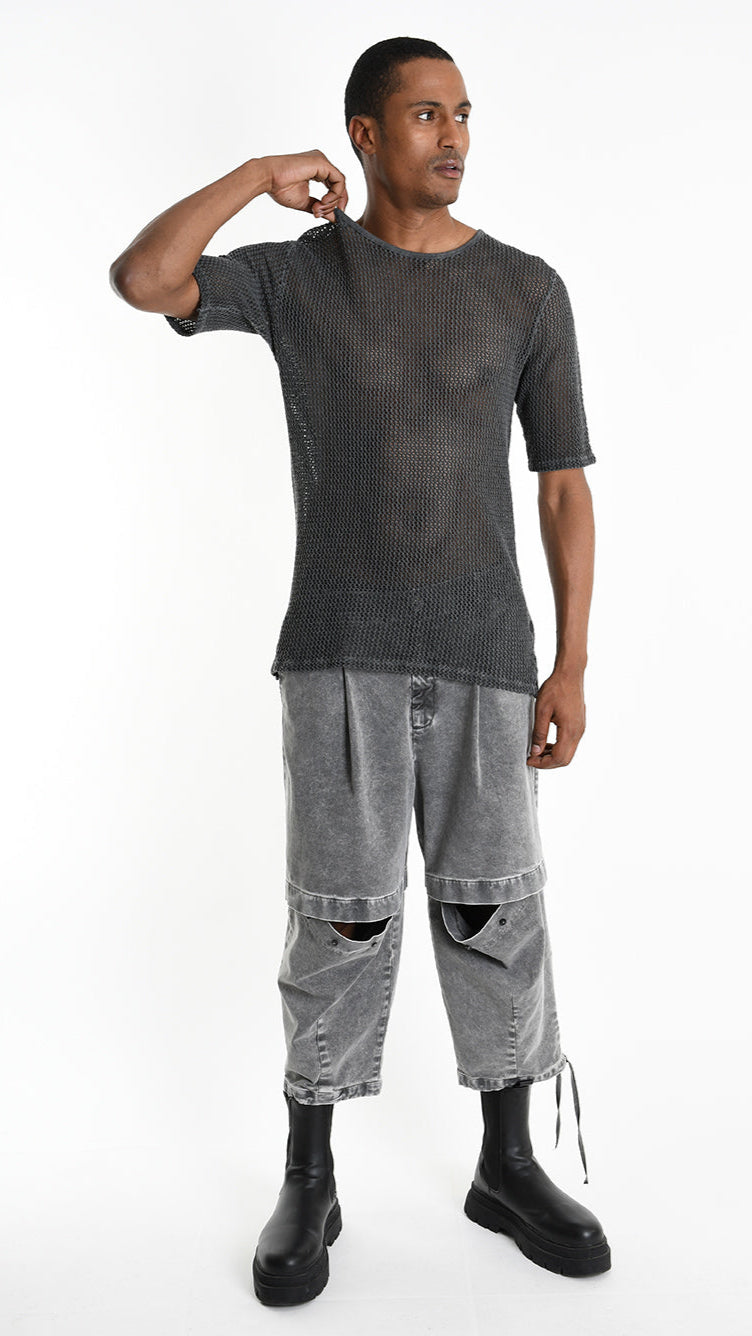 A33V M106225 T-SHIRT Regular Cotton Net Dyed Cold Black/Grey