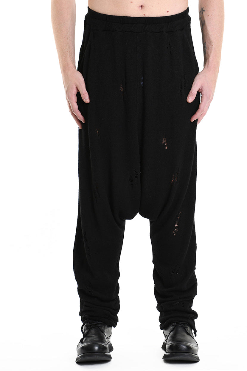 3V M1189 TROUSER Over Jersey Micro Breakages UNISEX U Black LA HAINE INSIDE US