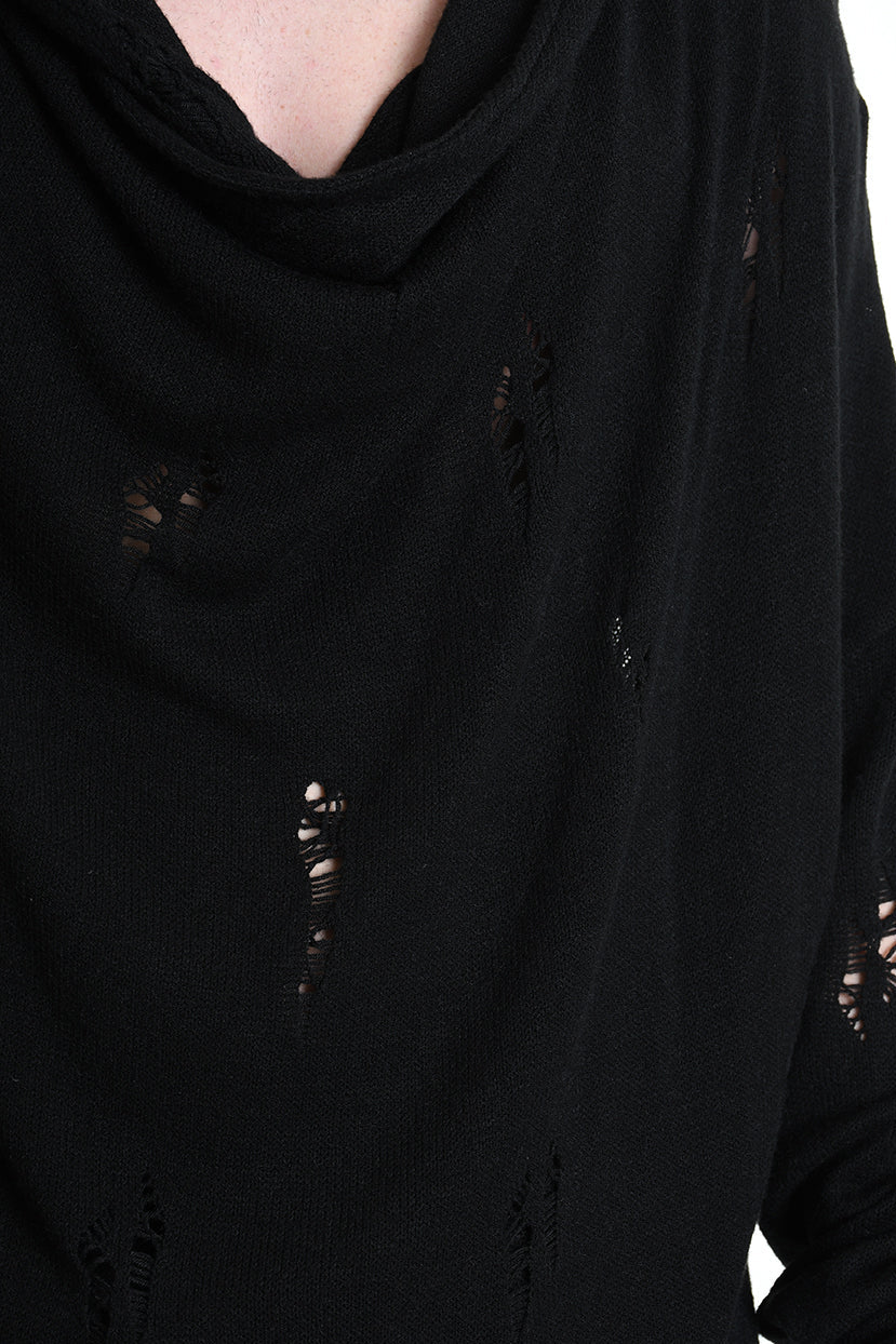 3V M1190 COMFORT SWEATSHIRT Micro-Distressed Jersey UNISEX U Black LA HAINE INSIDE US