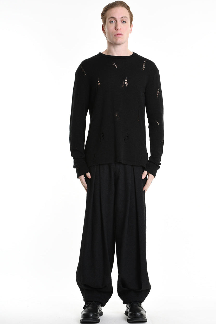 3V M1191 SWEATER Regular Jersey Micro Breakages Black LA HAINE INSIDE US