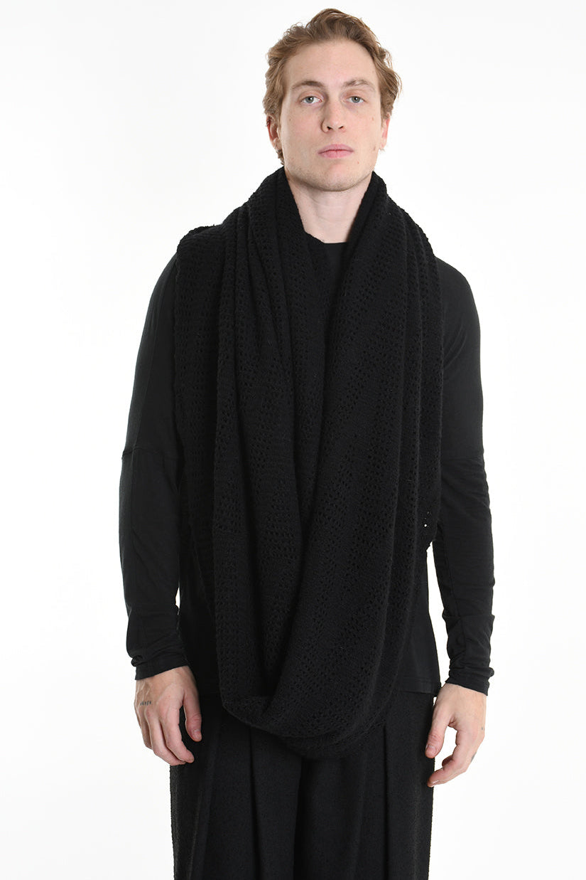 3V M1192 SCARF Over Blend Mohair Devore UNISEX Black LA HAINE INSIDE US