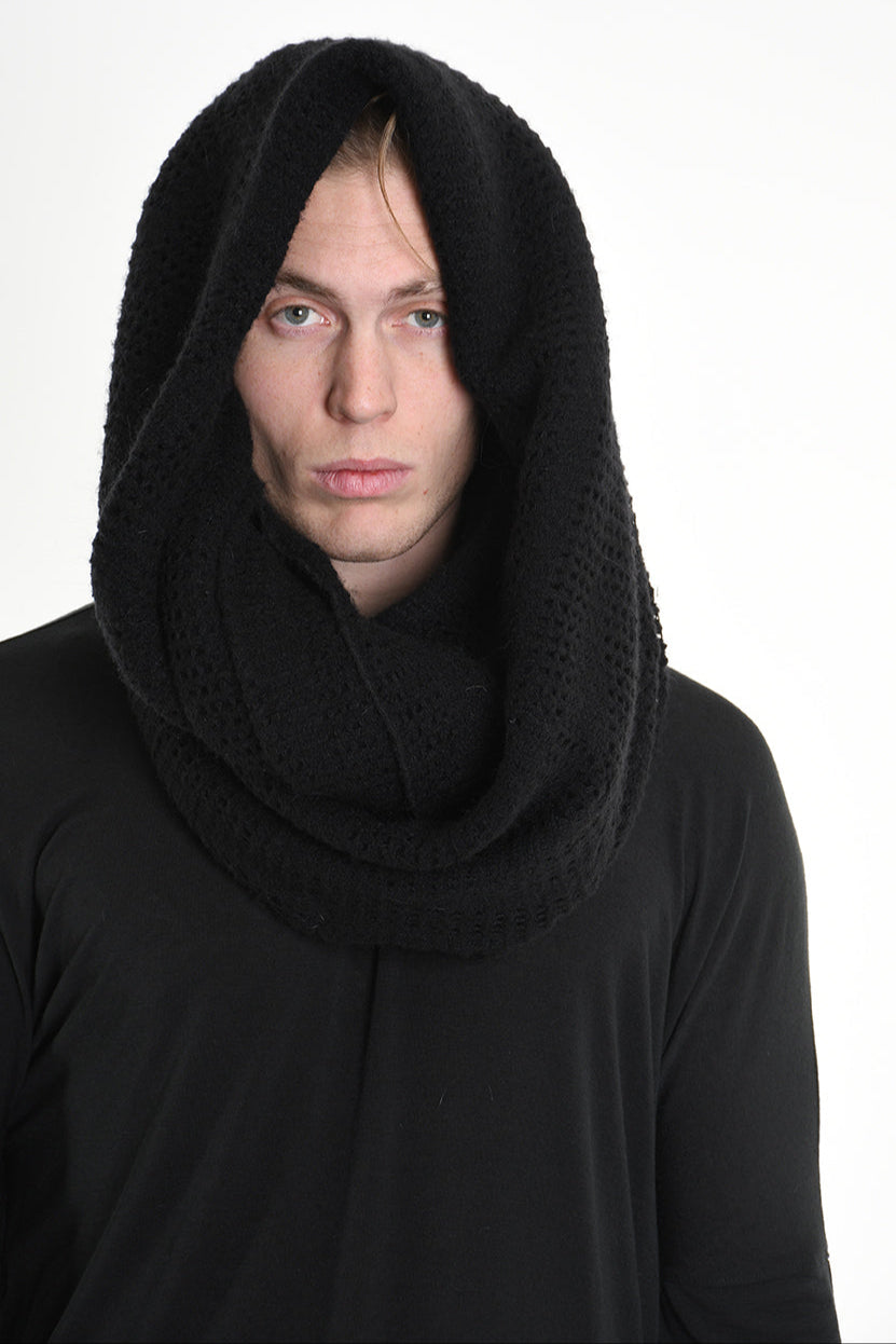 3V M1192 SCARF Over Blend Mohair Devore UNISEX Black LA HAINE INSIDE US