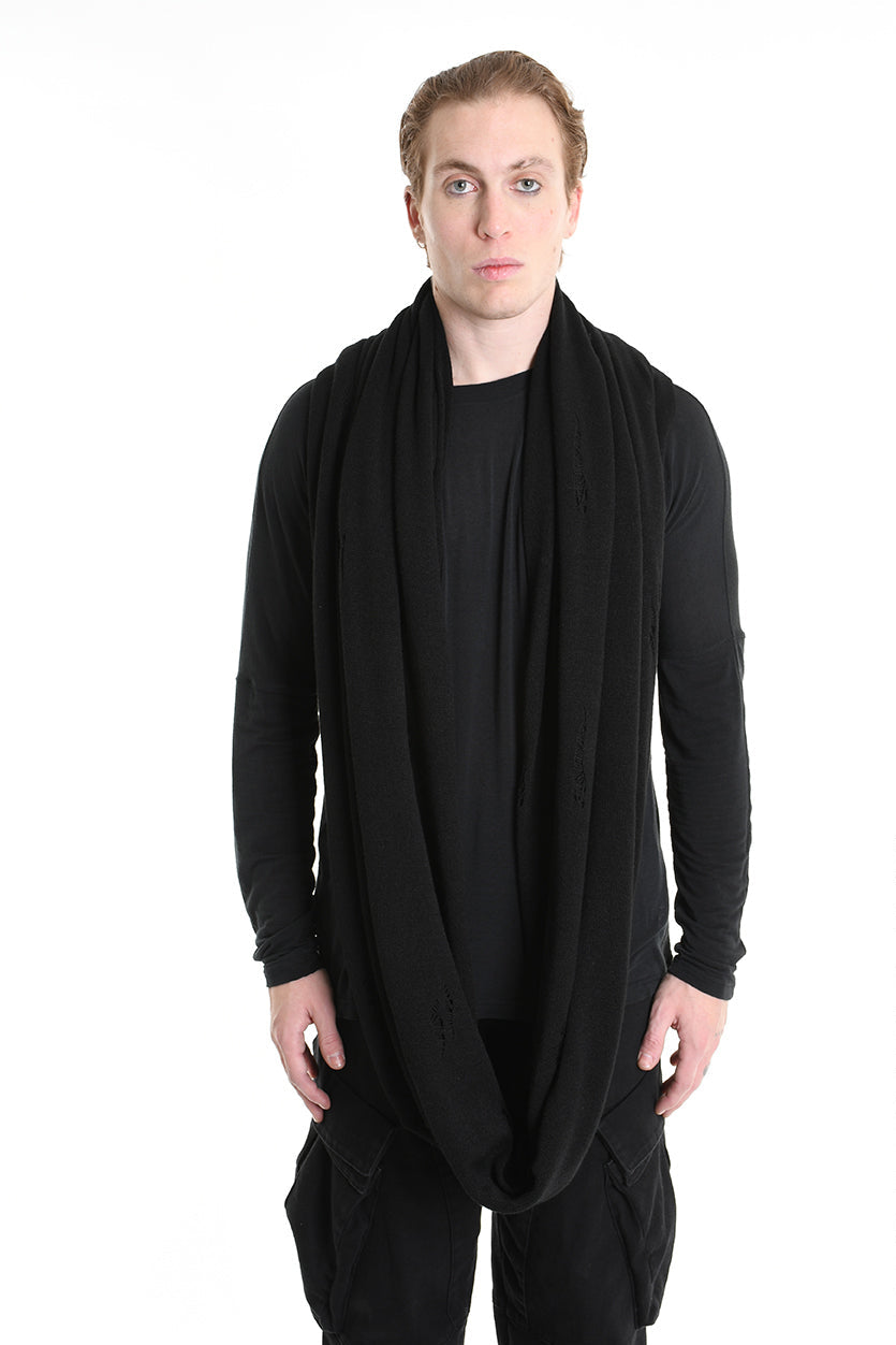 3V M1193 SCARF Over Jersey Micro Breakages UNISEX Black LA HAINE INSIDE US