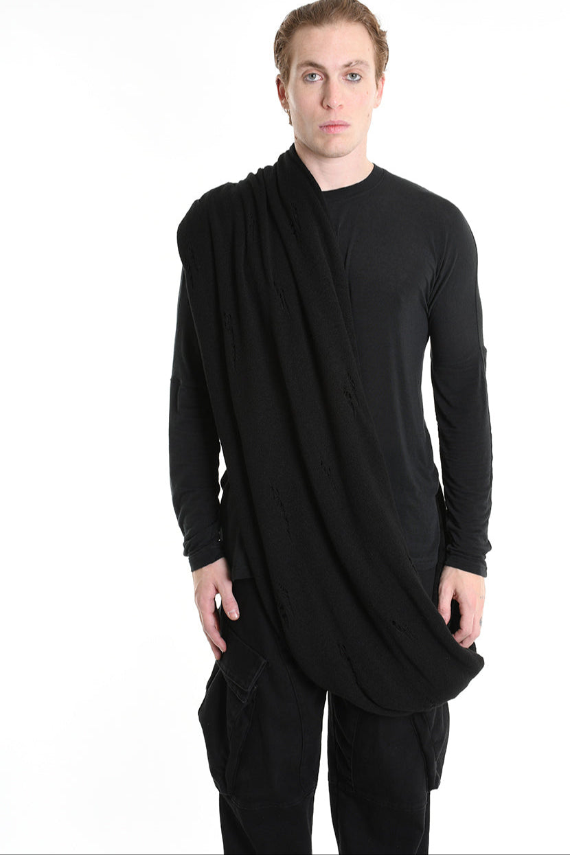 3V M1193 SCARF Over Jersey Micro Breakages UNISEX Black LA HAINE INSIDE US