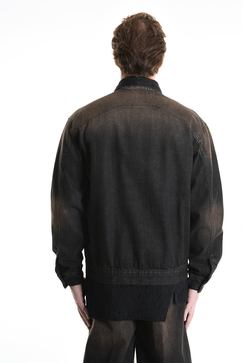 3Z M1106 JEANS JACKET Comfort Fit, Sprayed & Sanded, Rust Color. LA HAINE INSIDE US