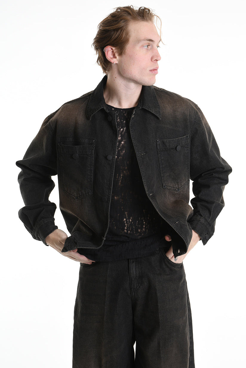 3Z M1106 JEANS JACKET Comfort Fit, Sprayed & Sanded, Rust Color. LA HAINE INSIDE US