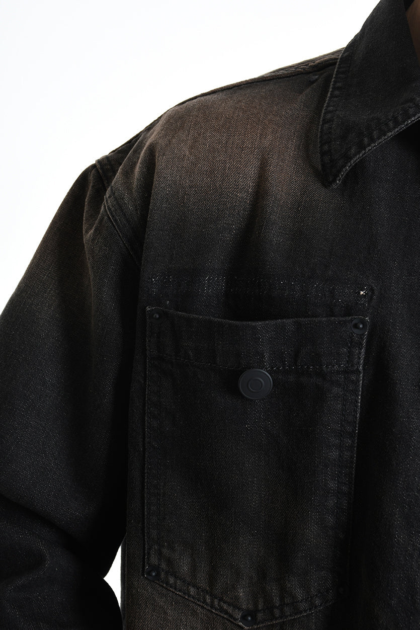 3Z M1106 JEANS JACKET Comfort Fit, Sprayed & Sanded, Rust Color. LA HAINE INSIDE US