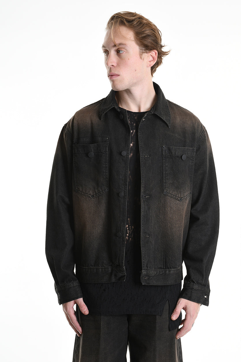 3Z M1106 JEANS JACKET Comfort Fit, Sprayed & Sanded, Rust Color. LA HAINE INSIDE US