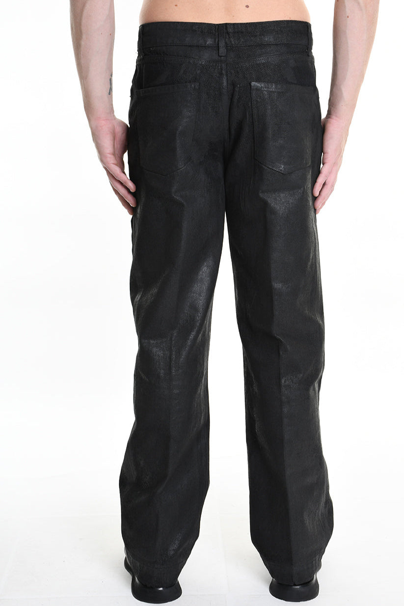 3Z M1108 JEANS Regular Long Rubberized Coating Black MAN LA HAINE INSIDE US