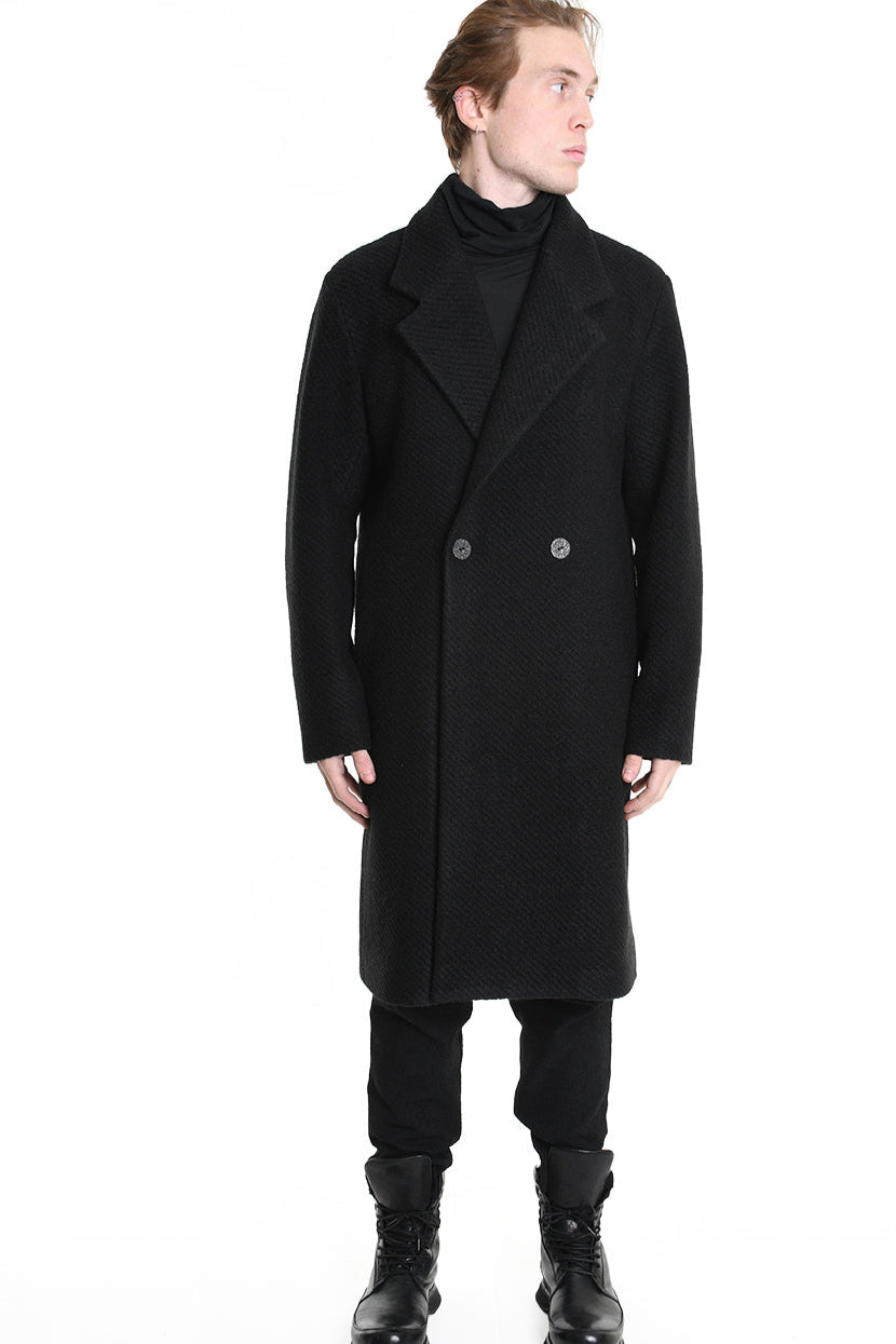 3Z M1113 COAT Comfort Blend Wool Black LA HAINE INSIDE US