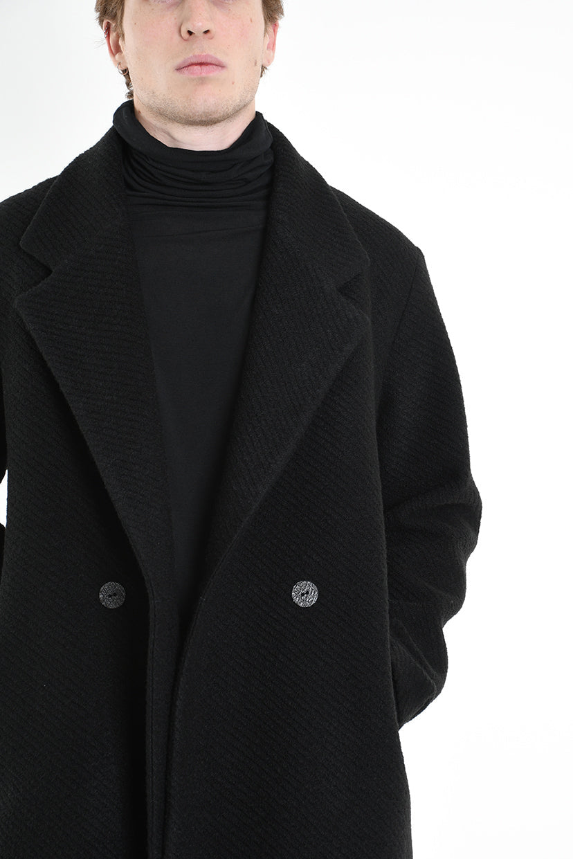 3Z M1113 COAT Comfort Blend Wool Black LA HAINE INSIDE US