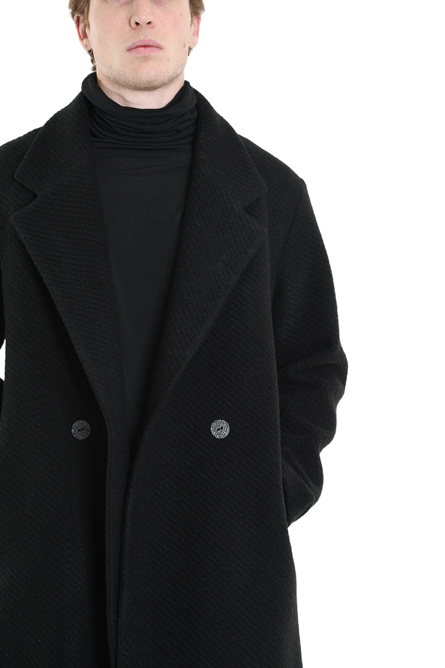 3P M1178 COAT Regular Woven Cloth Fabric Black LA HAINE INSIDE US