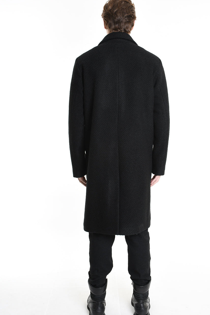 3Z M1113 COAT Comfort Blend Wool Black LA HAINE INSIDE US